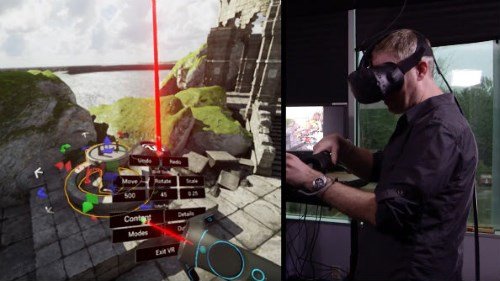 Unreal Engine Editor allows the level designer to add, modify and remove objects and scenario sections in a virtual reality experience.