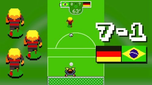 Pantallazo de uno de los videojuegos que se burlan de la derrota de Brasil por 7 a 1 frente a Alemania en el mundial de fútbol 2014