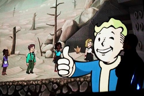 El video de Fallout Shelter en pantalla gigante. Orgullo.