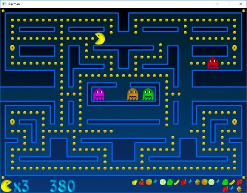 Having connected the graphics and keyboard of the original code with Cocos2d-x, JPacman was playable again!