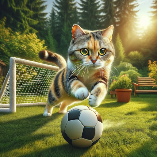 Un gato jugando fútbol (hd, vivid)